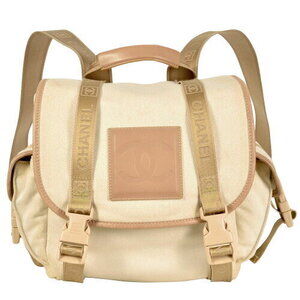 Chanel Coco Mark Sport Line Backpack Beige Tan Canvas
